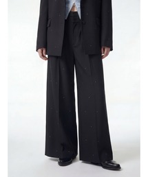 TAJEN:T（タジェント）の「RHINESTONE DOUBLE WAIST SLACKS/ラインストーンダブルウエストスラックス（スラックス）」