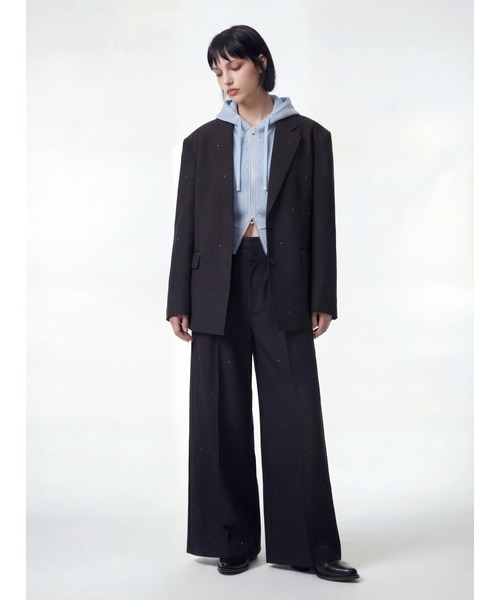 TAJEN:T（タジェント）の「【TAJEN:T】RHINESTONE DOUBLE WAIST SLACKS/ラインストーンダブルウエストスラックス（スラックス・レディース・グレー/ブラック・2/1）」の15枚目の写真