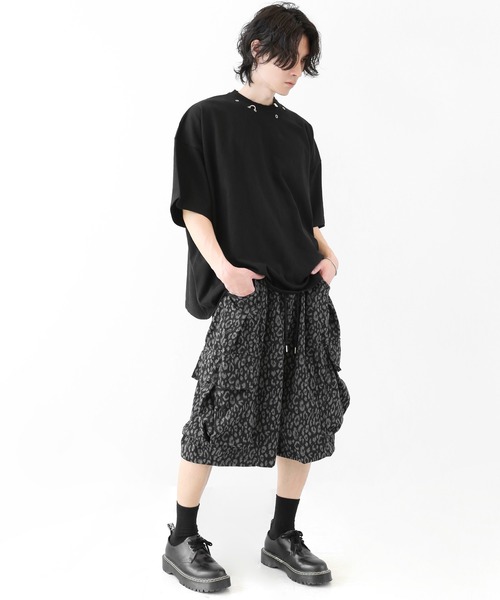 minsobi(ミンソビ)の「レオパード ワイドカーゴハーフパンツ イージーショーツ(その他パンツ・メンズ・ブラック×グレー・FREE)」の11枚目の写真