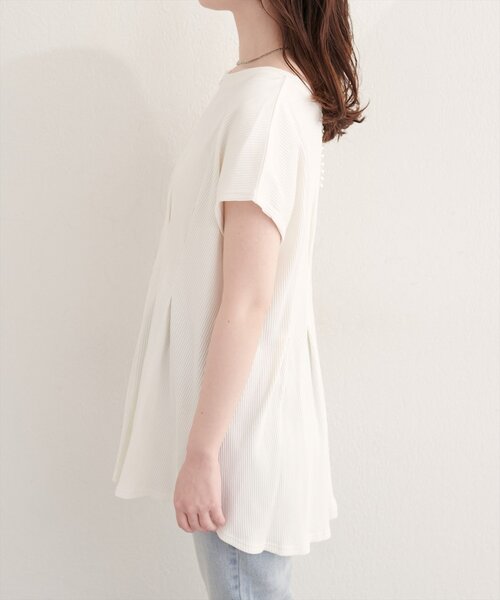 natural couture（ナチュラルクチュール）の「【mamamo】テレコリブzipあきTOPS（Tシャツ/カットソー・レディース・オフホワイト/ブラック/ライム/ラベンダー・FREE）」の17枚目の写真