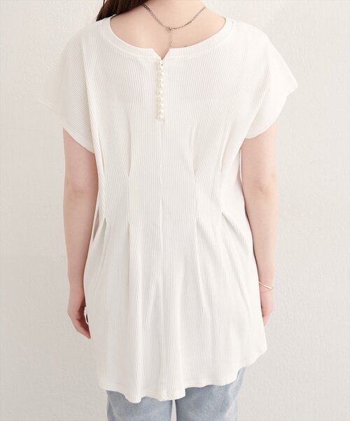 natural couture（ナチュラルクチュール）の「【mamamo】テレコリブzipあきTOPS（Tシャツ/カットソー・レディース・オフホワイト/ブラック/ライム/ラベンダー・FREE）」の18枚目の写真