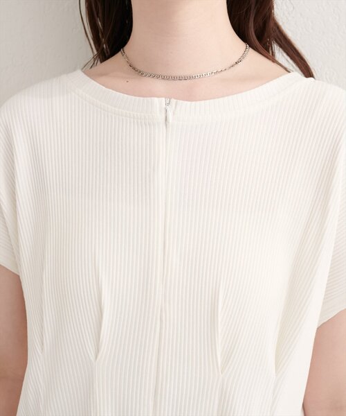 natural couture（ナチュラルクチュール）の「【mamamo】テレコリブzipあきTOPS（Tシャツ/カットソー・レディース・オフホワイト/ブラック/ライム/ラベンダー・FREE）」の19枚目の写真