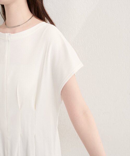 natural couture（ナチュラルクチュール）の「【mamamo】テレコリブzipあきTOPS（Tシャツ/カットソー・レディース・オフホワイト/ブラック/ライム/ラベンダー・FREE）」の21枚目の写真
