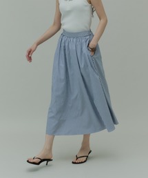 Stripe Gathered Long Skirt / ストライプギャザーロングスカート