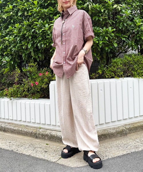 DOUBLE NAME(ダブルネーム)の「麻混スラブ リラックスイージーパンツ(その他パンツ・レディース・ブラック/ベージュ/パープル・FREE)」の8枚目の写真