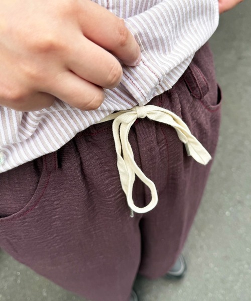 DOUBLE NAME(ダブルネーム)の「麻混スラブ リラックスイージーパンツ(その他パンツ・レディース・ブラック/ベージュ/パープル・FREE)」の11枚目の写真