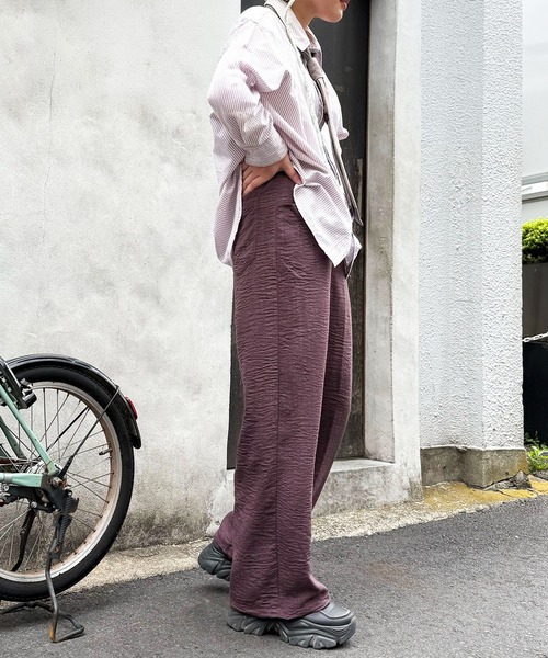 DOUBLE NAME(ダブルネーム)の「麻混スラブ リラックスイージーパンツ(その他パンツ・レディース・ブラック/ベージュ/パープル・FREE)」の12枚目の写真
