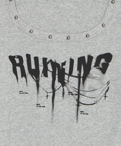 Figments(フィグメンツ)の「スタッズネックPUNKトップ(Tシャツ/カットソー・レディース・杢グレー/ブラック・FREE)」の15枚目の写真