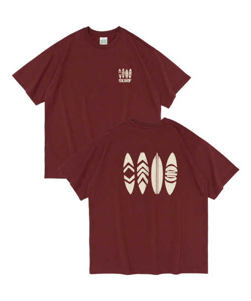 CARGOBROS(カーゴブロス)の「トラベルラインサーフ 半袖Tシャツ (ワイン)(Tシャツ/カットソー・メンズ・その他・SMALL/MEDIUM/LARGE/X-LARGE/2XL)」の1枚目の写真