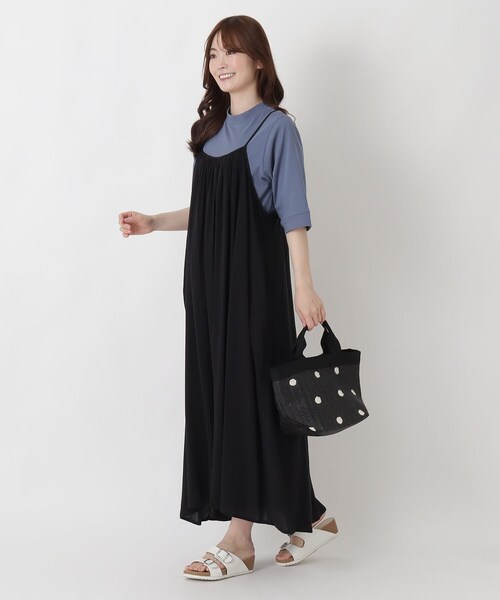 one'sterrace(ワンズテラス)の「AU ペーパー風ドット柄手提げバッグ(トートバッグ・レディース・ベージュ系8/ブラック系8・99)」の3枚目の写真