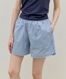 Cotton Binding Trunk Shorts - Blue Check