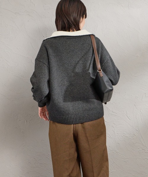 FRED PERRY（フレッドペリー）の「[FRED PERRY/フレッドペリー] ハーフジップ ニットプルオーバー（ニット/セーター・レディース・チャコール/ブラック・10）」の17枚目の写真