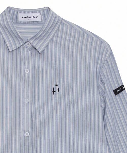 NEUFETBLEU（ヌフエブル）の「NEB stripe shirts (sky blue)（シャツ/ブラウス・レディース・その他・FREE）」の2枚目の写真