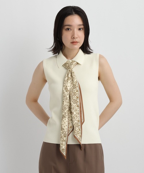 Andemiu(アンデミュウ)の「スカーフ付きポロニットノースリーブ860510(ニット/セーター・レディース・オフホワイト/ネイビー/ブルーグリーン・FREE)」の19枚目の写真