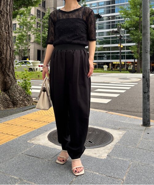 Jena espace merveilleux(ジェナ エスパスメルヴェイユ)の「テンセルリネンジョガーパンツ(その他パンツ・レディース・ライトベージュ/ブラック・FREE)」の3枚目の写真