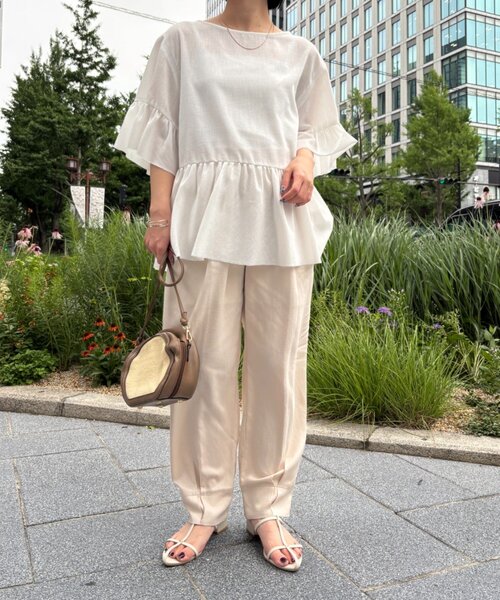 Jena espace merveilleux(ジェナ エスパスメルヴェイユ)の「テンセルリネンジョガーパンツ(その他パンツ・レディース・ライトベージュ/ブラック・FREE)」の8枚目の写真