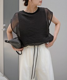 Marient（マリエント）の「[冷感]オーガンジーレイヤードフレンチスリーブトップス（Tシャツ/カットソー）」