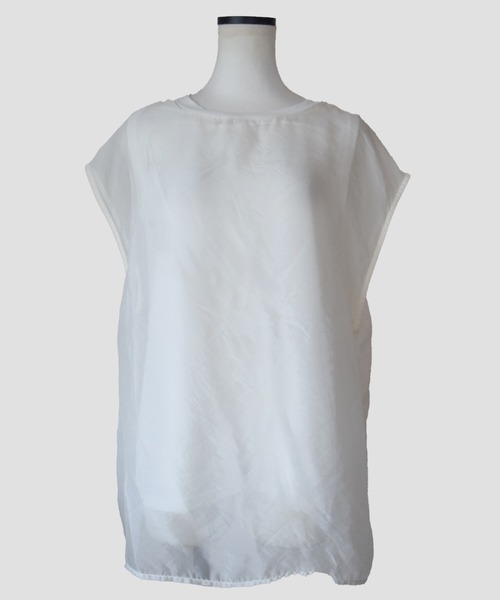 Marient（マリエント）の「[冷感]オーガンジーレイヤードフレンチスリーブトップス（Tシャツ/カットソー・レディース・ブラック/ホワイト・FREE）」の10枚目の写真