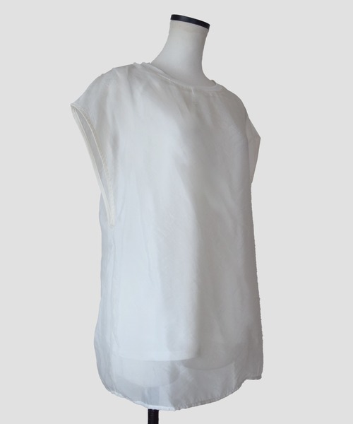 Marient（マリエント）の「[冷感]オーガンジーレイヤードフレンチスリーブトップス（Tシャツ/カットソー・レディース・ブラック/ホワイト・FREE）」の3枚目の写真