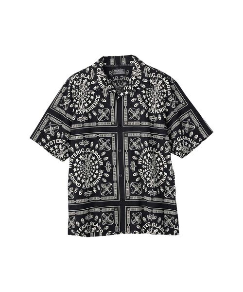 HYSTERIC GLAMOUR(ヒステリックグラマー)の「SOUND EXPERIENCE柄 オープンカラーシャツ(シャツ/ブラウス・メンズ・ホワイト系その他/ブラック系その他/グリーン系その他・SMALL/X-LARGE/LARGE/MEDIUM)」の2枚目の写真