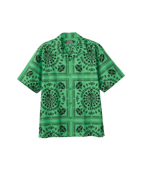 HYSTERIC GLAMOUR(ヒステリックグラマー)の「SOUND EXPERIENCE柄 オープンカラーシャツ(シャツ/ブラウス・メンズ・ホワイト系その他/ブラック系その他/グリーン系その他・SMALL/X-LARGE/LARGE/MEDIUM)」の3枚目の写真