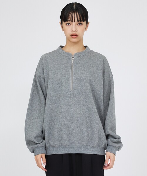 FORTUNA HOMME（フォルトゥナオム）の「【FORTUNA/フォルトゥナ】ハーフジッププルオーバーニット / ユニセックス / FHPO-0216（Tシャツ/カットソー・メンズ・グレー・M/L）」の2枚目の写真
