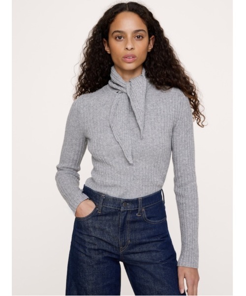 Banana Republic(バナナリパブリック)の「メリノ コットン タイネック セーター(ニット/セーター・レディース・ブラウン/グレー・L/XS/M/S)」の1枚目の写真