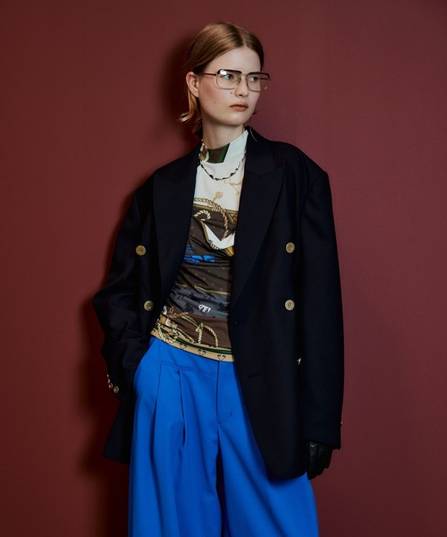 MAISON SPECIAL（メゾンスペシャル）の「Double-Breasted Jacket/ダブルブレストジャケット（テーラードジャケット・レディース・キャメル/ネイビー・FREE）」の2枚目の写真