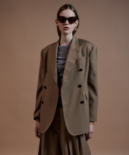 MAISON SPECIAL（メゾンスペシャル）の「Double-Breasted Jacket/ダブルブレストジャケット（テーラードジャケット・レディース・キャメル/ネイビー・FREE）」の5枚目の写真