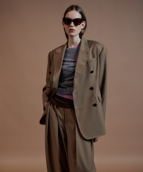 MAISON SPECIAL（メゾンスペシャル）の「Double-Breasted Jacket/ダブルブレストジャケット（テーラードジャケット・レディース・キャメル/ネイビー・FREE）」の6枚目の写真