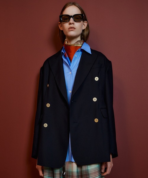 MAISON SPECIAL（メゾンスペシャル）の「Double-Breasted Jacket/ダブルブレストジャケット（テーラードジャケット・レディース・キャメル/ネイビー・FREE）」の14枚目の写真