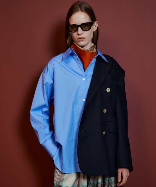 MAISON SPECIAL（メゾンスペシャル）の「Double-Breasted Jacket/ダブルブレストジャケット（テーラードジャケット・レディース・キャメル/ネイビー・FREE）」の15枚目の写真