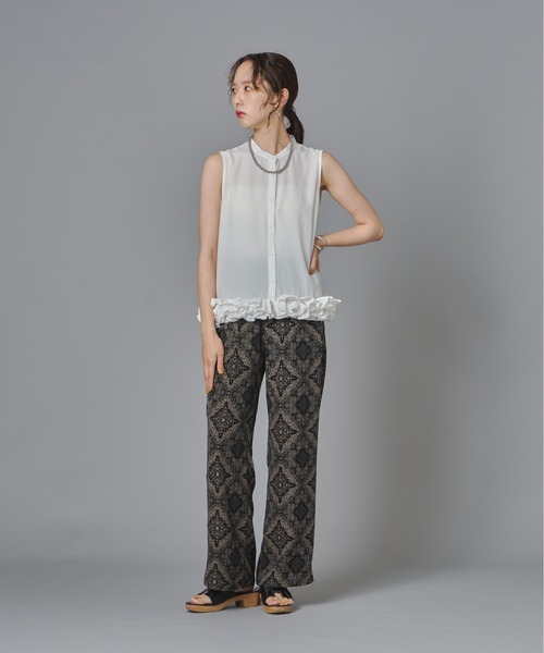 terrace(テラス)の「シルキージョーゼットフリルノースリーブブラウス(シャツ/ブラウス・レディース・ブラック/チャコール/オフホワイト・FREE)」の20枚目の写真