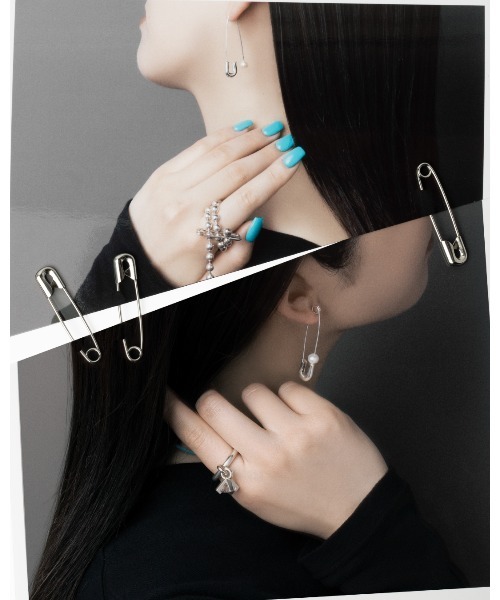 e.m.（イーエム）の「セーフティーピンピアス/モチーフ/レディース/メンズ/26A/W/パール（ピアス（片耳用）・レディース・シルバー・FREE）」の5枚目の写真