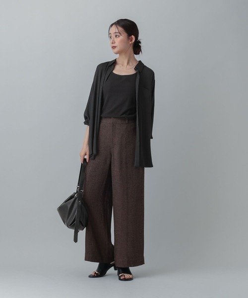 GLOBAL WORK(グローバルワーク)の「MATINEE LINE/トロミサテンシャツ長袖/873325(シャツ/ブラウス・レディース・ブラック/グレー系その他/レッド系その他・LARGE/MEDIUM)」の6枚目の写真