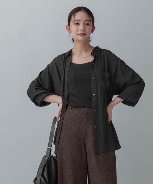 GLOBAL WORK(グローバルワーク)の「MATINEE LINE/トロミサテンシャツ長袖/873325(シャツ/ブラウス・レディース・ブラック/グレー系その他/レッド系その他・LARGE/MEDIUM)」の9枚目の写真