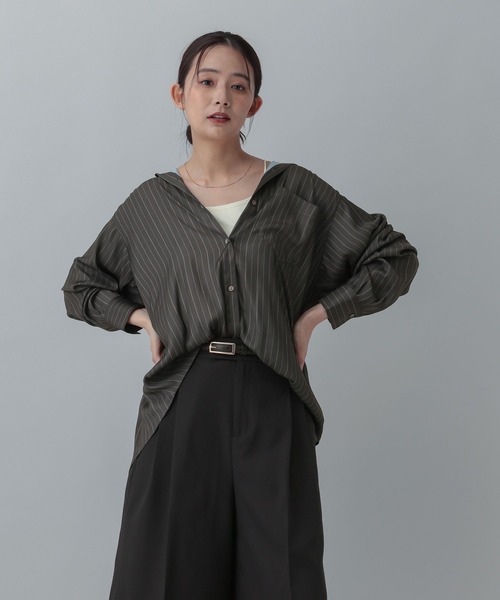GLOBAL WORK(グローバルワーク)の「MATINEE LINE/トロミサテンシャツ長袖/873325(シャツ/ブラウス・レディース・ブラック/グレー系その他/レッド系その他・LARGE/MEDIUM)」の14枚目の写真