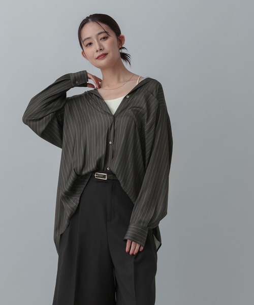 GLOBAL WORK(グローバルワーク)の「MATINEE LINE/トロミサテンシャツ長袖/873325(シャツ/ブラウス・レディース・ブラック/グレー系その他/レッド系その他・LARGE/MEDIUM)」の16枚目の写真