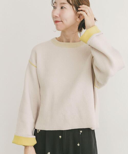 ITEMS URBANRESEARCH（アイテムズ アーバンリサーチ）の「『洗濯可』ダブルフェイスモールニット（ニット/セーター・レディース・モカ/アイボリー/ブルー系その他/ブラウン・FREE）」の16枚目の写真
