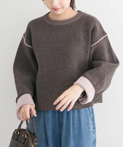 ITEMS URBANRESEARCH（アイテムズ アーバンリサーチ）の「『洗濯可』ダブルフェイスモールニット（ニット/セーター・レディース・モカ/アイボリー/ブルー系その他/ブラウン・FREE）」の21枚目の写真