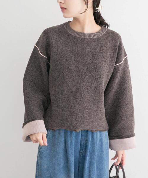 ITEMS URBANRESEARCH（アイテムズ アーバンリサーチ）の「『洗濯可』ダブルフェイスモールニット（ニット/セーター・レディース・モカ/アイボリー/ブルー系その他/ブラウン・FREE）」の22枚目の写真