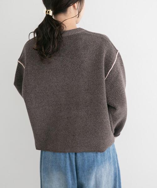 ITEMS URBANRESEARCH（アイテムズ アーバンリサーチ）の「『洗濯可』ダブルフェイスモールニット（ニット/セーター・レディース・モカ/アイボリー/ブルー系その他/ブラウン・FREE）」の5枚目の写真