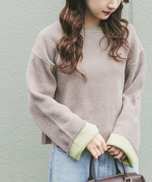 ITEMS URBANRESEARCH（アイテムズ アーバンリサーチ）の「『洗濯可』ダブルフェイスモールニット（ニット/セーター・レディース・モカ/アイボリー/ブルー系その他/ブラウン・FREE）」の12枚目の写真