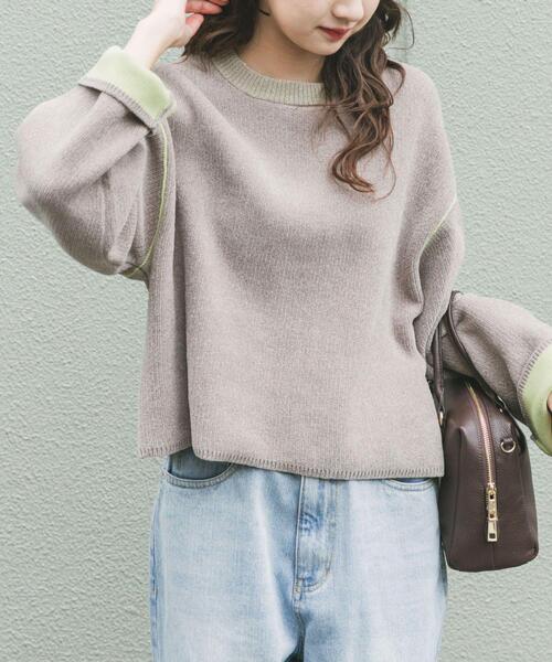 ITEMS URBANRESEARCH（アイテムズ アーバンリサーチ）の「『洗濯可』ダブルフェイスモールニット（ニット/セーター・レディース・モカ/アイボリー/ブルー系その他/ブラウン・FREE）」の13枚目の写真