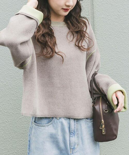 ITEMS URBANRESEARCH（アイテムズ アーバンリサーチ）の「『洗濯可』ダブルフェイスモールニット（ニット/セーター・レディース・モカ/アイボリー/ブルー系その他/ブラウン・FREE）」の14枚目の写真