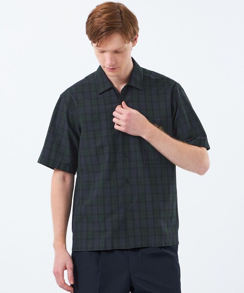 MACKINTOSH PHILOSOPHY(マッキントッシュ フィロソフィー)の「半袖オープンカラーシャツ 空羽サッカー 無地/チェック(シャツ/ブラウス・メンズ・ブラック/ブルー系その他7/ブラウン系その他6/ダークネイビー・38/40)」の4枚目の写真