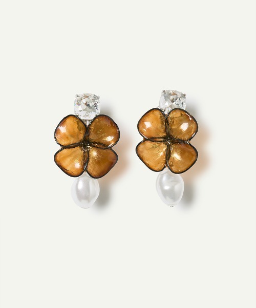 leinwande(ラインヴァンド)の「Clovers Earrings / クローバーイヤリング(イヤリング・レディース・Mustard/Kelly Green・ONE SIZE)」の2枚目の写真