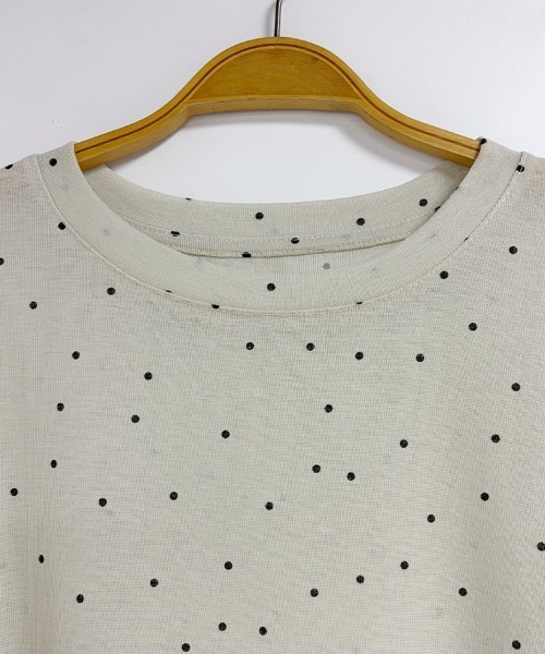 ONEP STAR(ワンピスター)の「ドット柄シアー長袖プルオーバー(Tシャツ/カットソー・レディース・ホワイト/ブラック/ベージュ/グレー・FREE)」の8枚目の写真