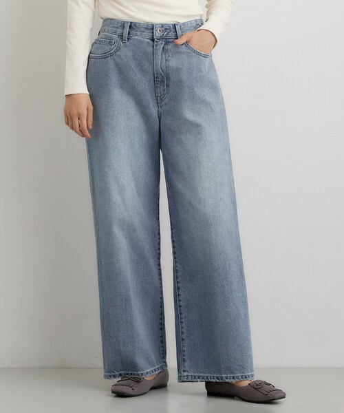 THE SHOP TK （ザ ショップ ティーケー ）の「どんなスタイルにも合わせやすい AIBOデニムワイド（デニムパンツ・レディース・ネイビー/ライトブルー/ブラック・13/14/12/11）」の8枚目の写真