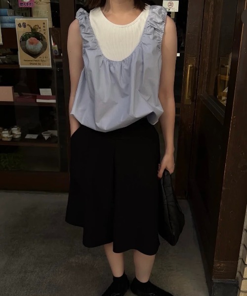 lawgy（ラウジー）の「high waist elasticity half pants / ハイウエストエラスティシティハーフパンツ（その他パンツ・レディース・ブラック/ブルー系・FREE）」の10枚目の写真